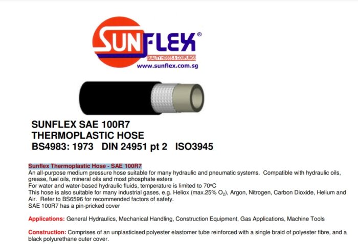 อุปกรณ์สายไฮดรอลิค  Sunflex Thermoplastic Hose - SAE 100R7