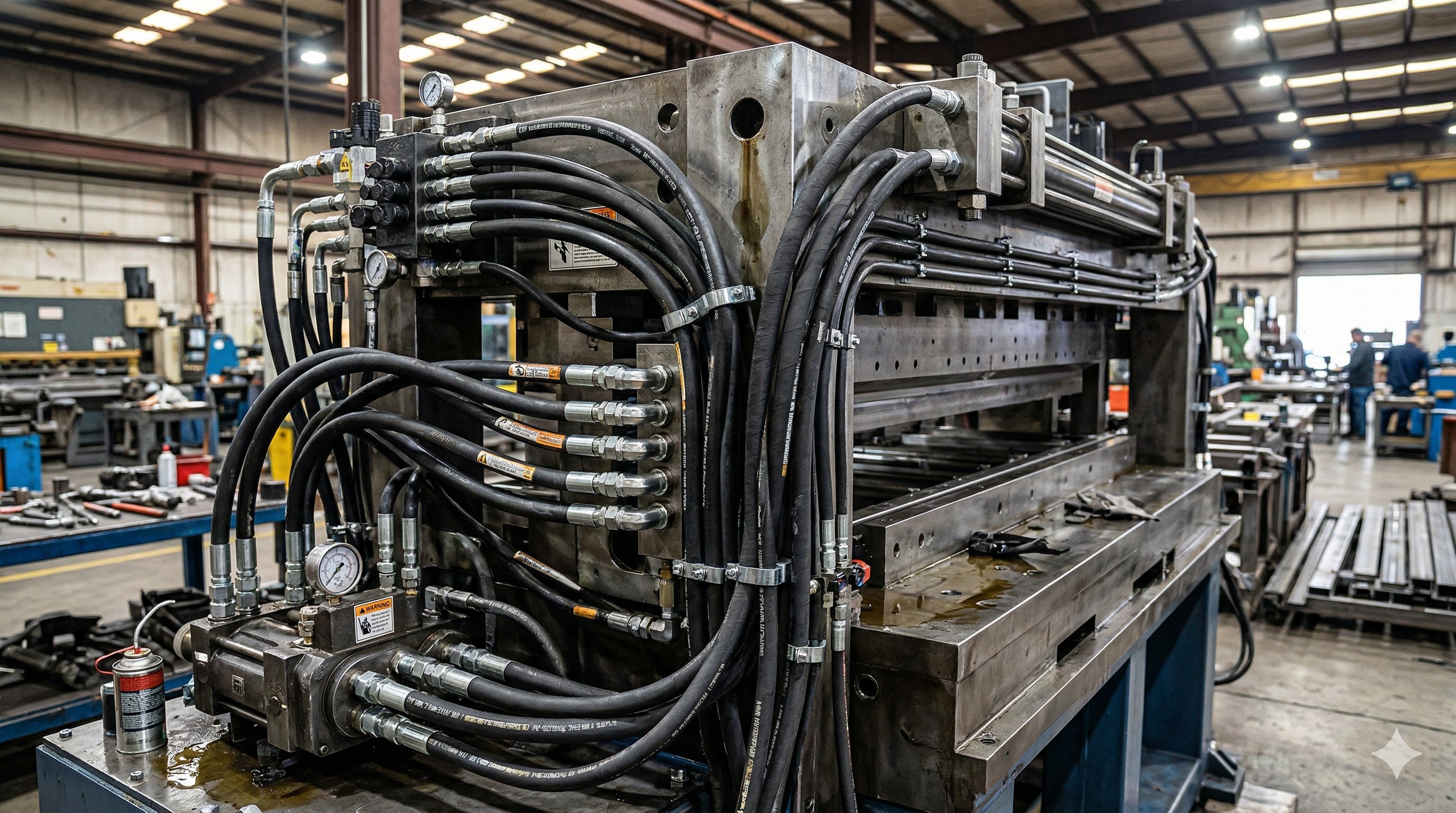 Hydraulic hose installed in industrial machine