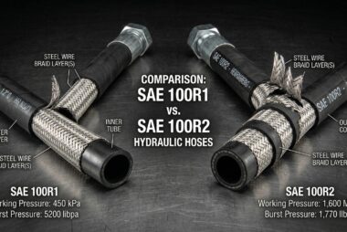 SAE 100R1 and SAE 100R2 hydraulic hoses
